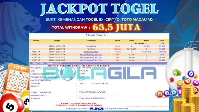 Bukti jackpot BOLAGILA Bukti jackpot BOLAGILA