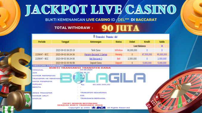 BG JP LIVE CASINO SIANG bukti jp bolagila #429